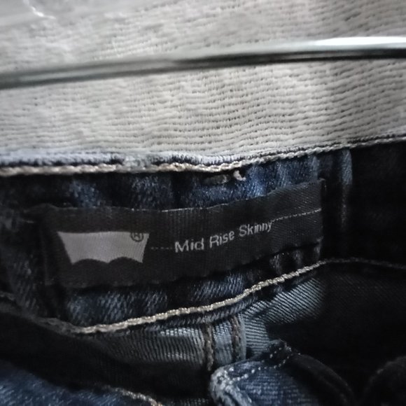 Levi's Mid Rise Skinny Denim Jeans Raw Hem Crop Length 36" Waist (T-354) - Picture 4 of 9